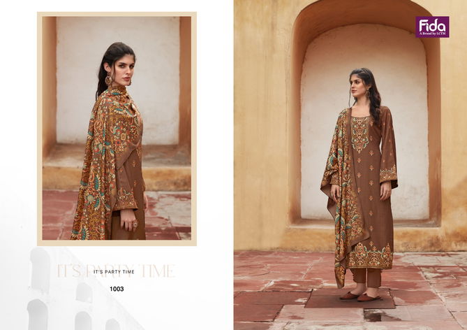 Zerina By Fida Kashmiri Wool Printed Dress Material